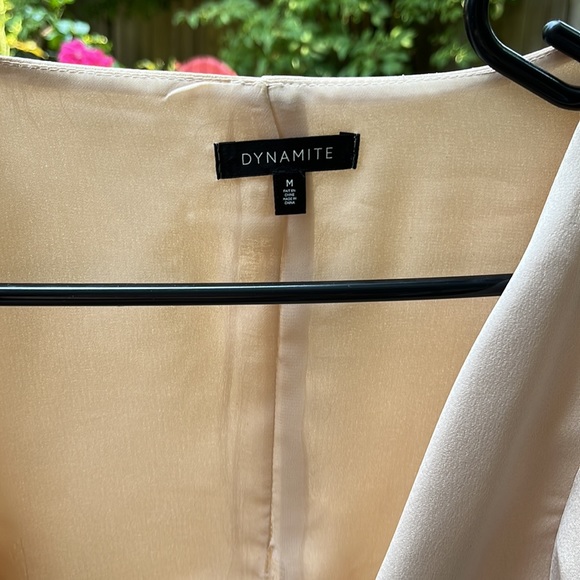 DYNAMITE: pink silk wrap top - Picture 2 of 3